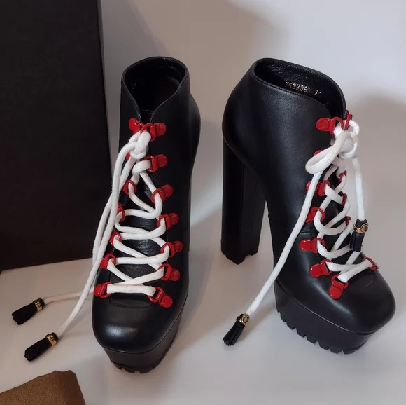 ON HOLD 🎀 Gucci "Kayla" Calfskin Lifford Lace Up Boots - Picture 6 of 16